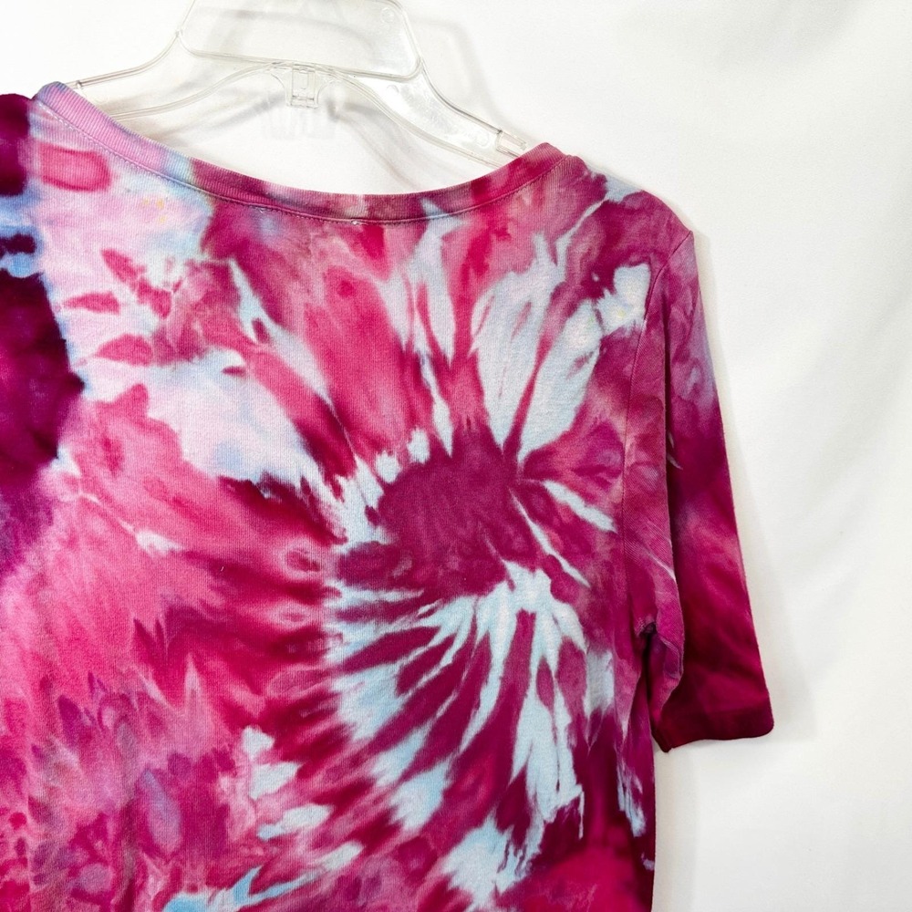 Ralph Lauren XL Top‎ Handmade Tie Dye Pink Blue Spiral Festival Boho Artsy 430 - Picture 8 of 11